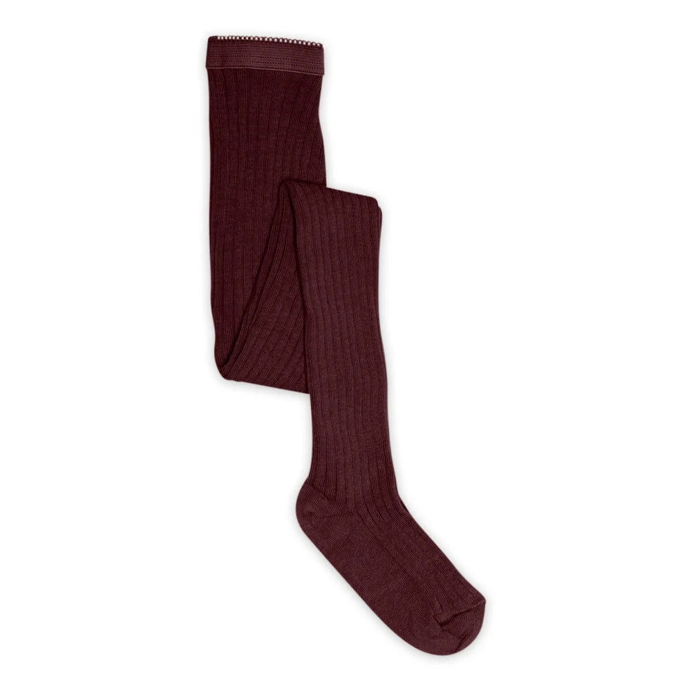 Cotton Rib Tights - Grape Skin