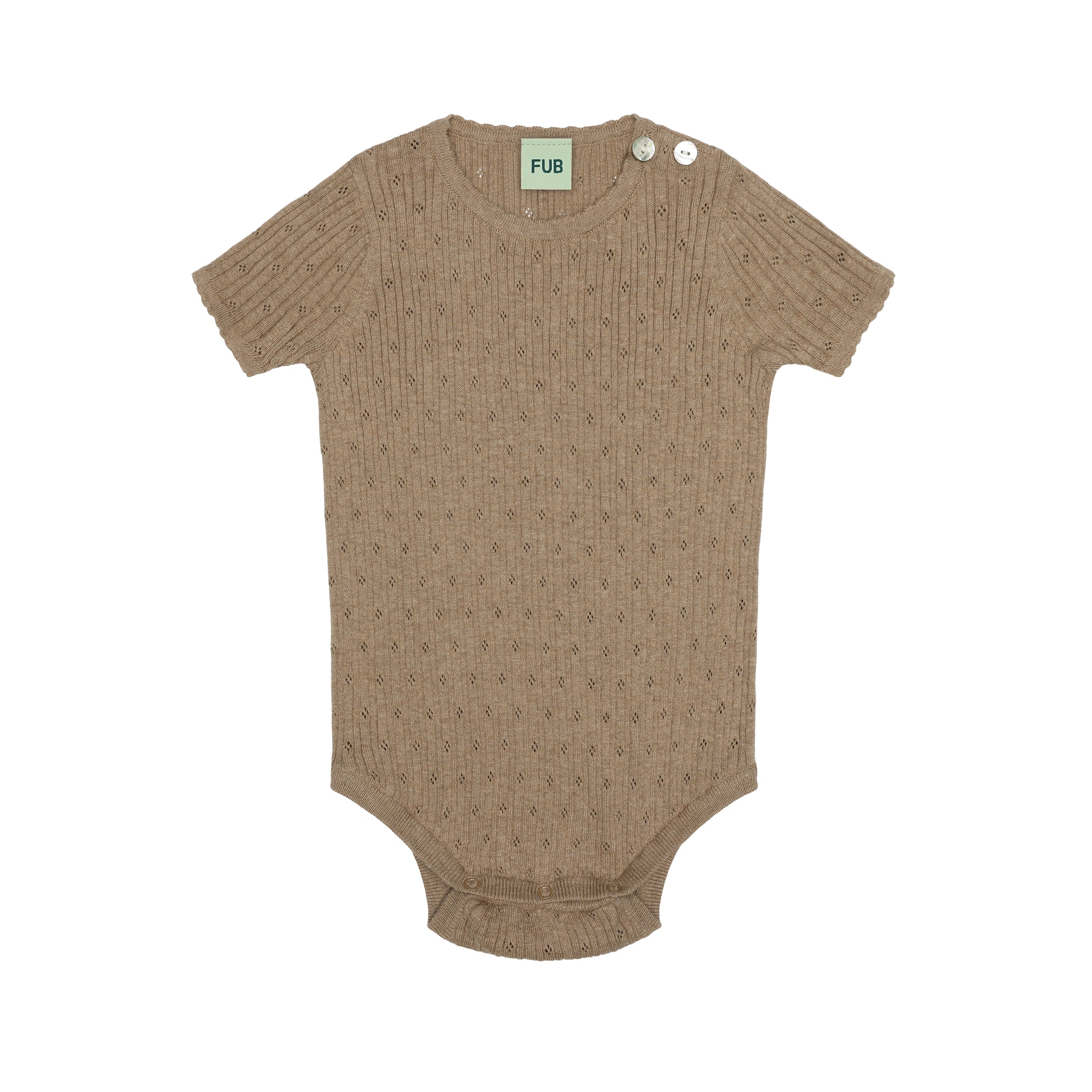 Baby Pointelle Body - Camel Melange