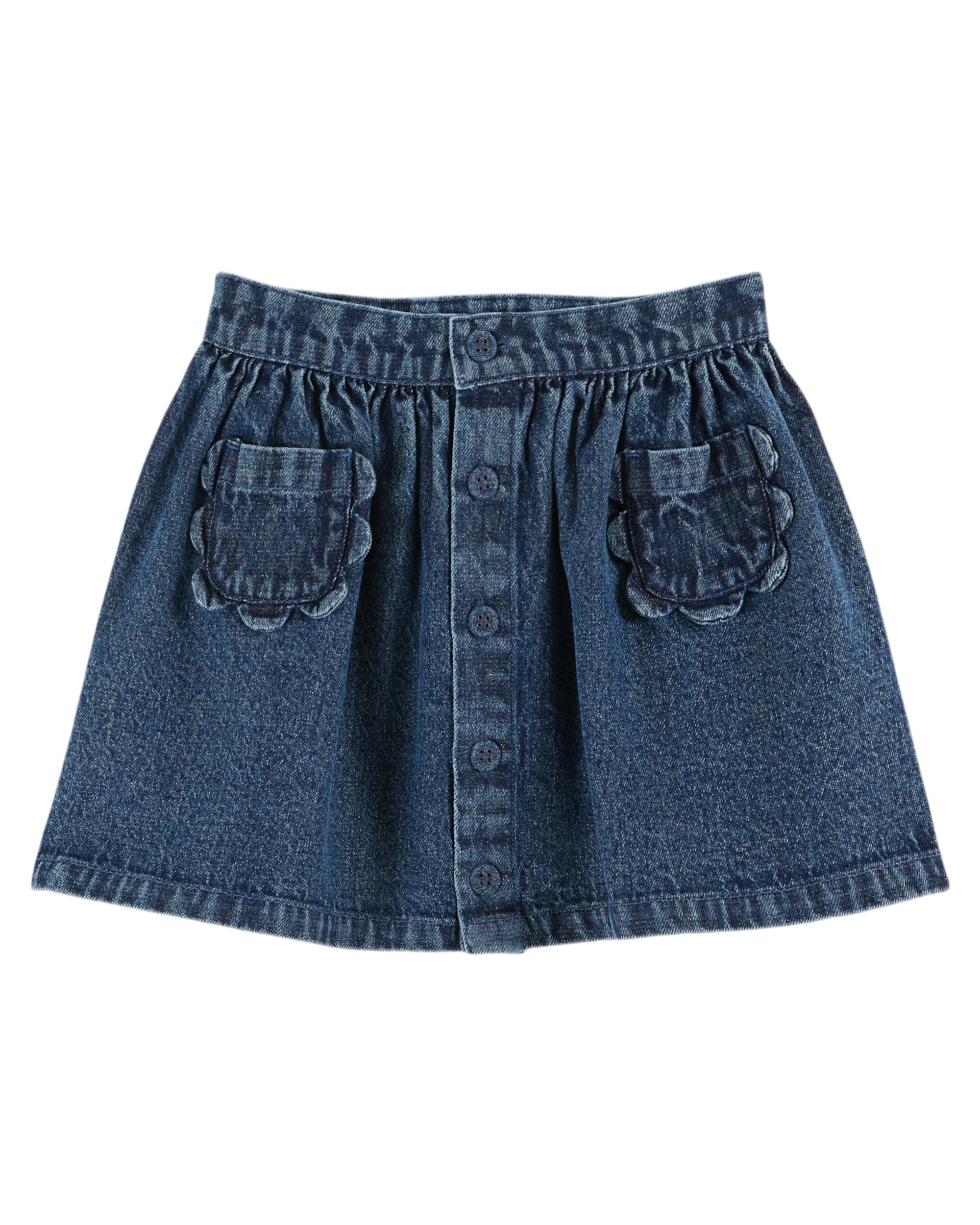 Denim Flowers Pocket Rokje - Denim Blauw
