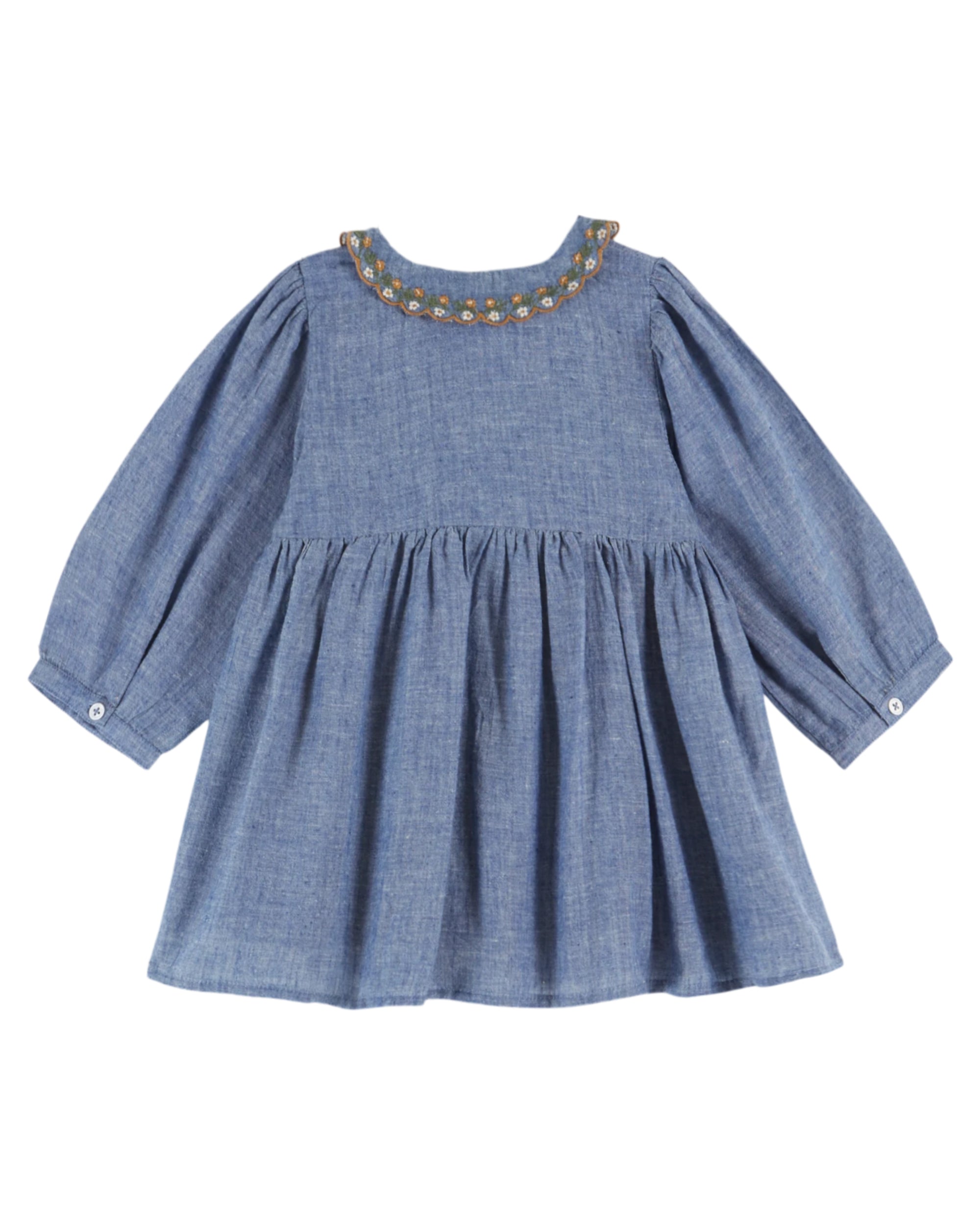 Smocked Jurk - Chambray Blauw