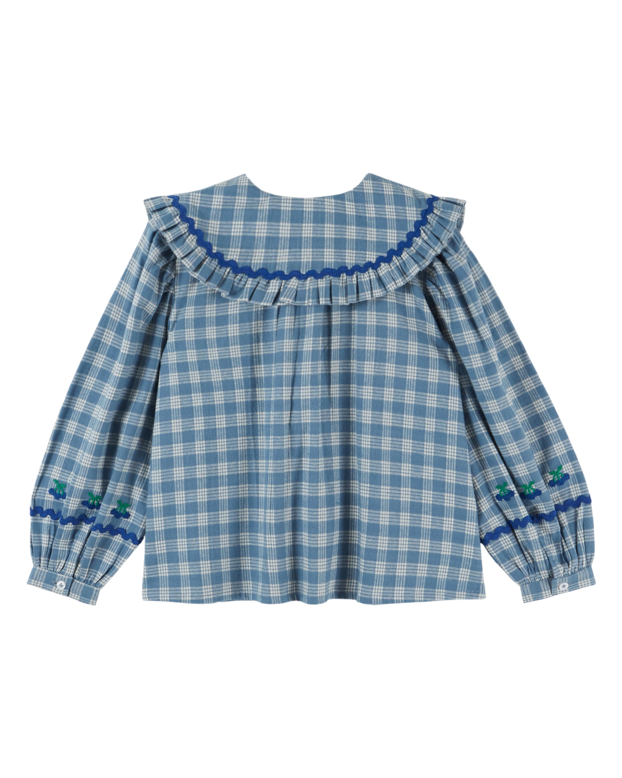 Checked Large Collar Blouse - Carreaux Celestine