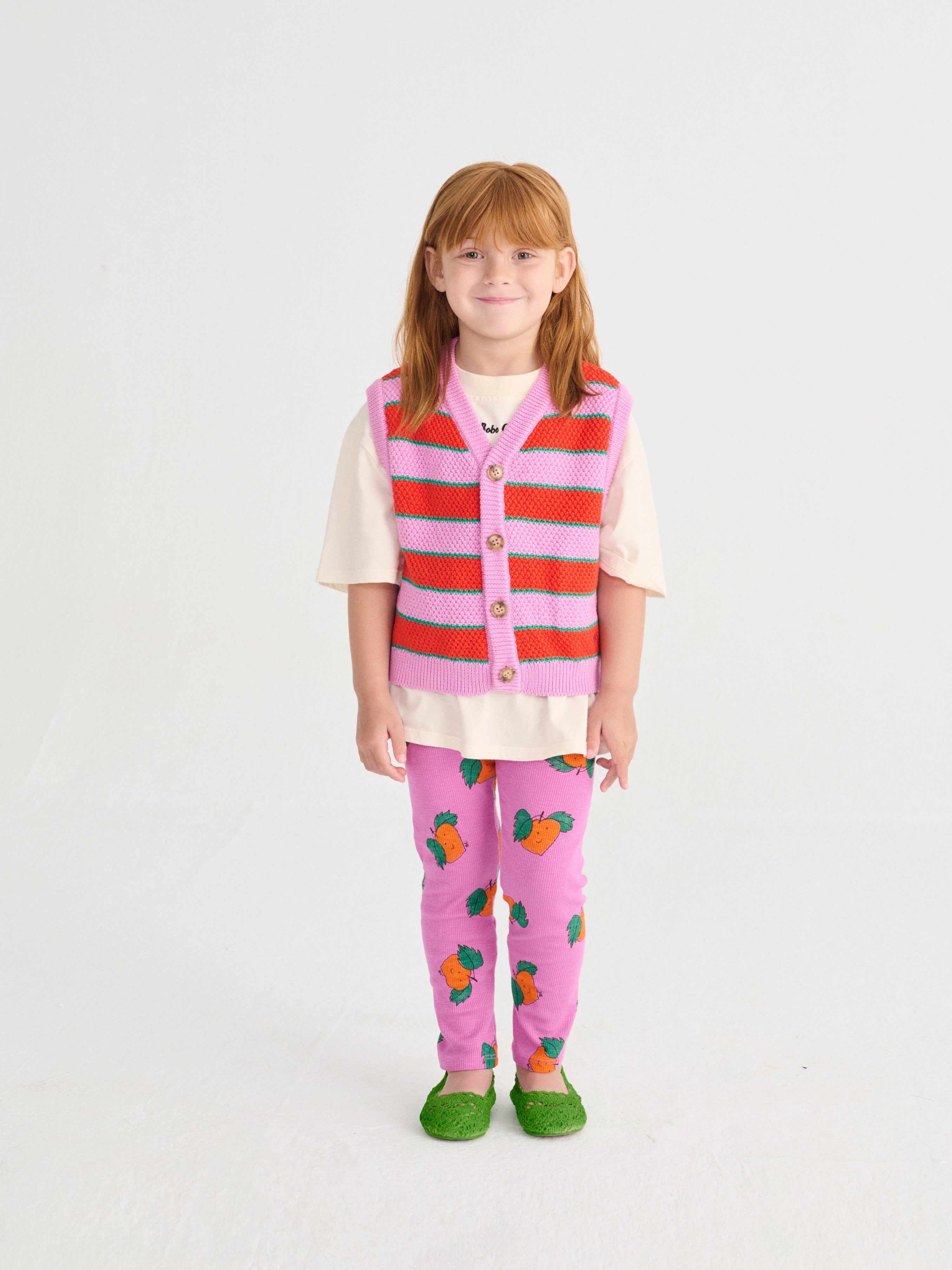 BC Striped knitted vest - Roze
