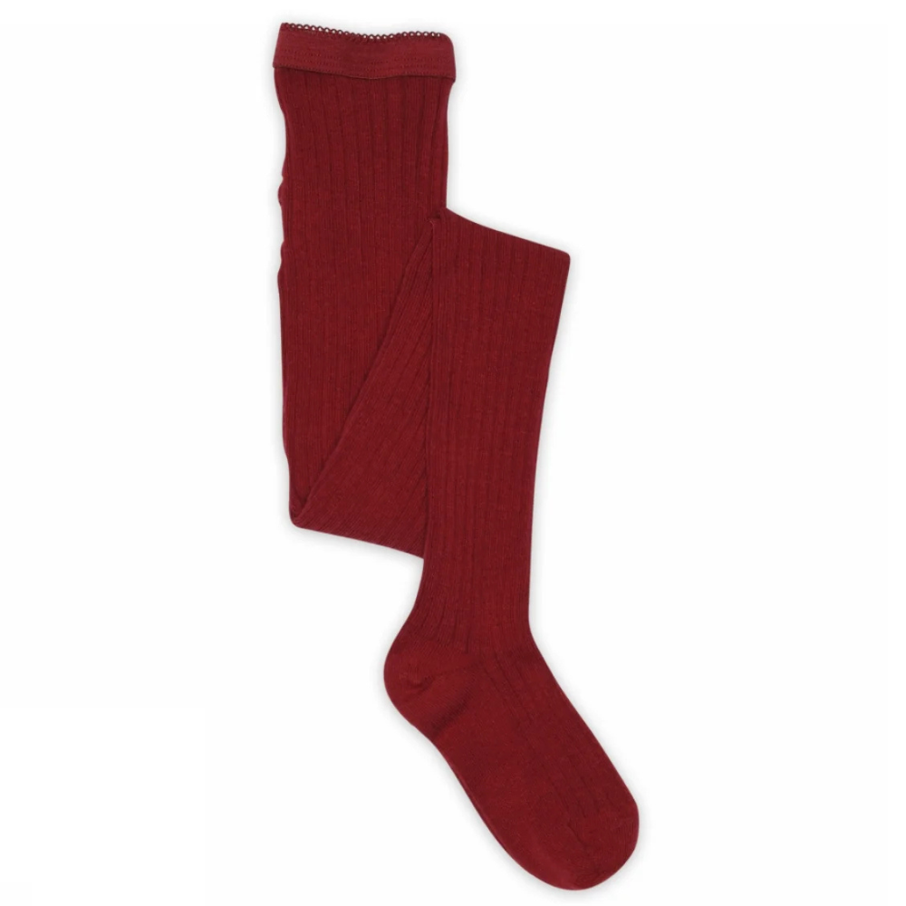 Cotton Rib Tights - Karanda Red