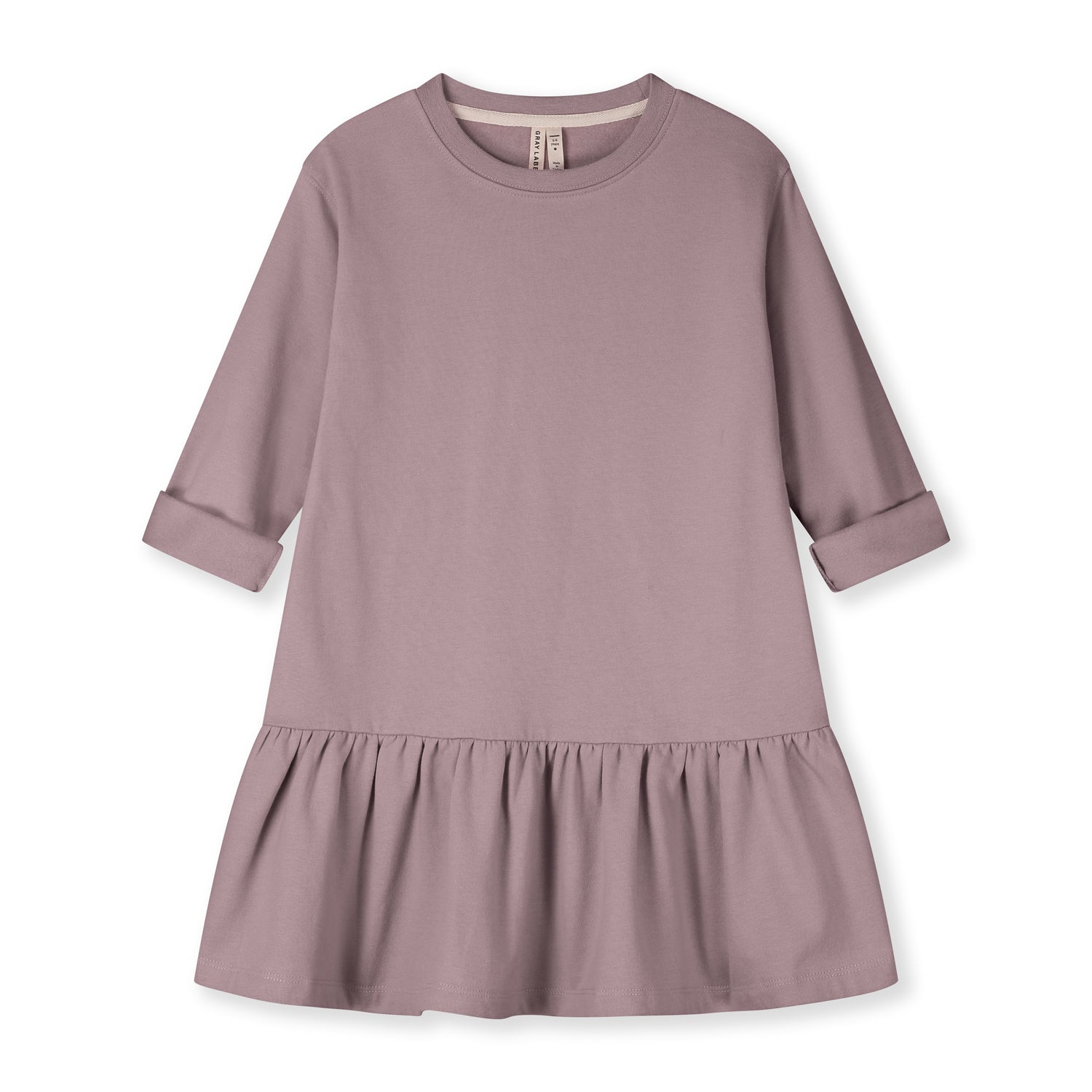L/S Frill Dress GOTS - Berry