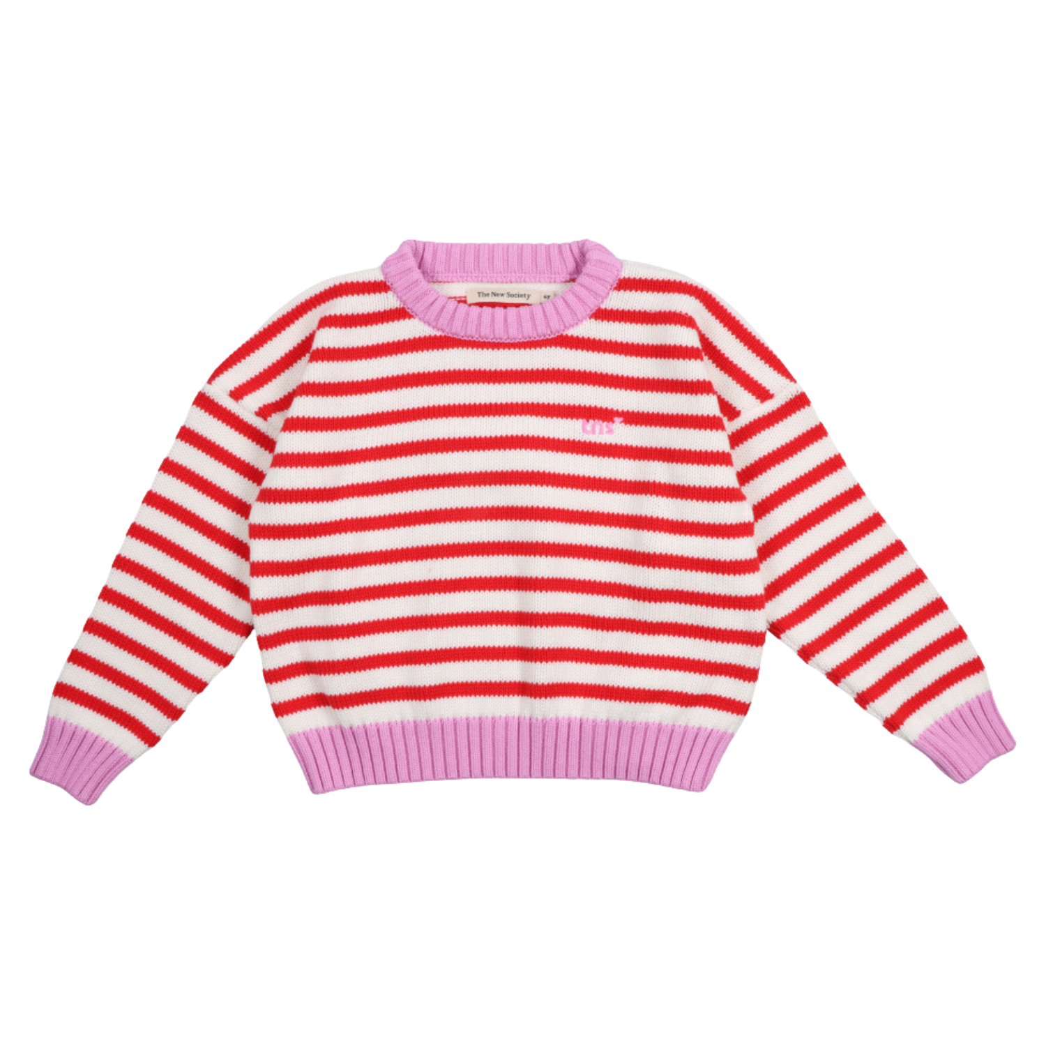 Marigold Jumper Tulip Red & Pink Lavander Stripes
