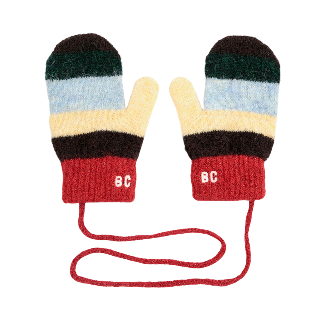 Striped Knitted Mittens - Multicolor