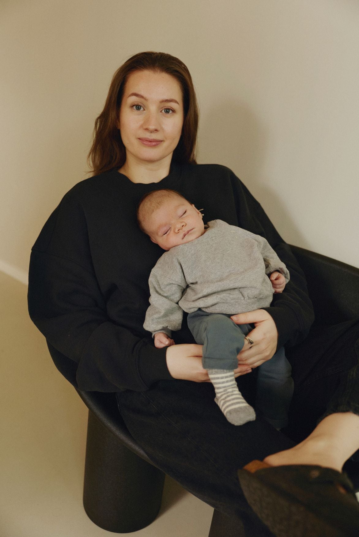 Baby Dropped Shoulder Sweater Gots - Gray Melange
