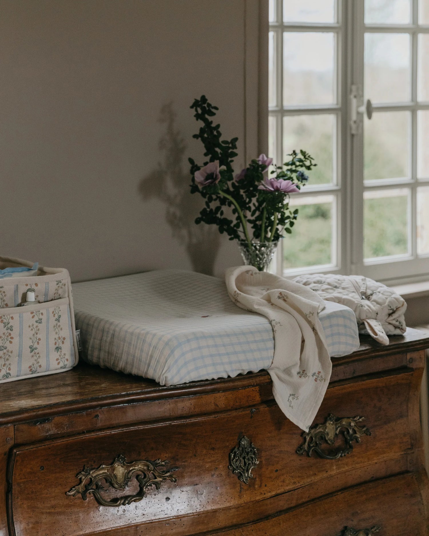 Verschoon kussenhoes - Gingham Sky Blue