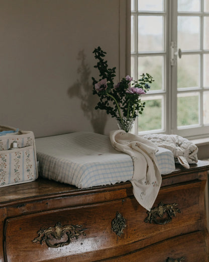 Verschoon kussenhoes - Gingham Sky Blue