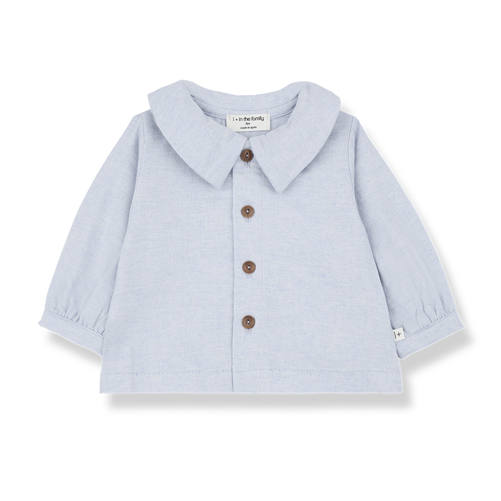 Nadia Blouse met Kraag - Licht Blauw