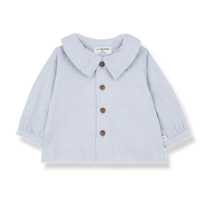 Nadia Blouse met Kraag - Licht Blauw