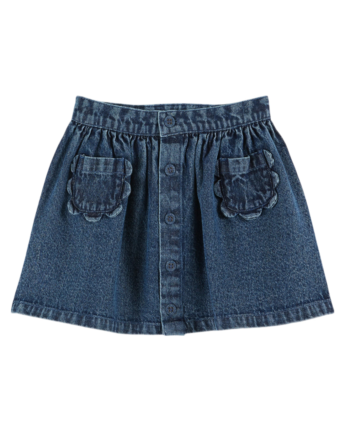 Denim Flowers Pocket Rokje - Denim Blauw
