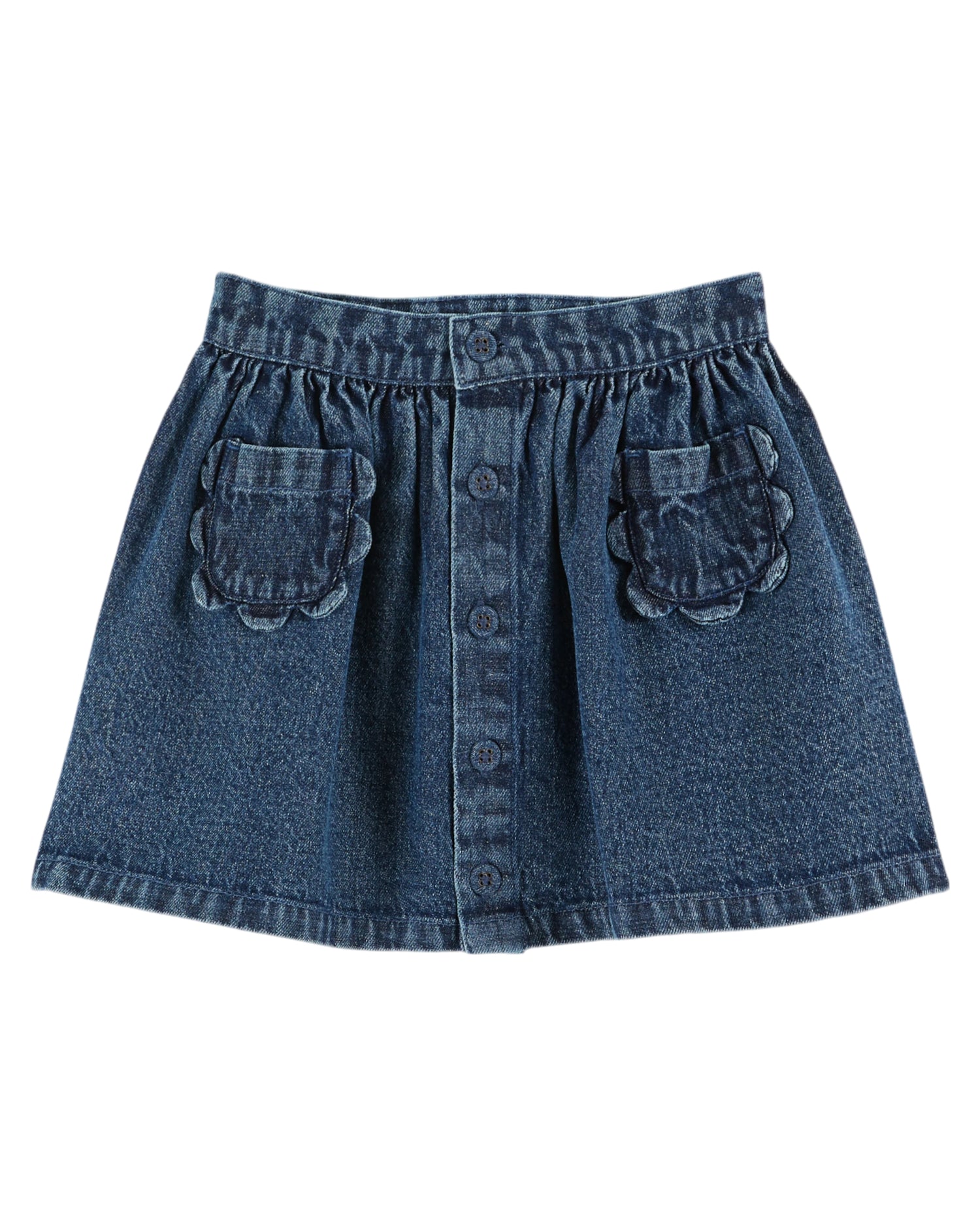 Denim Flowers Pocket Rokje - Denim Blauw