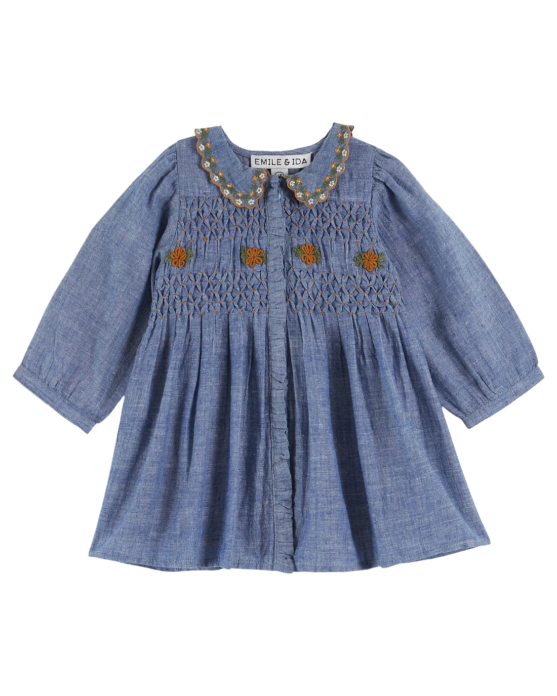 Smocked Jurk - Chambray Blauw