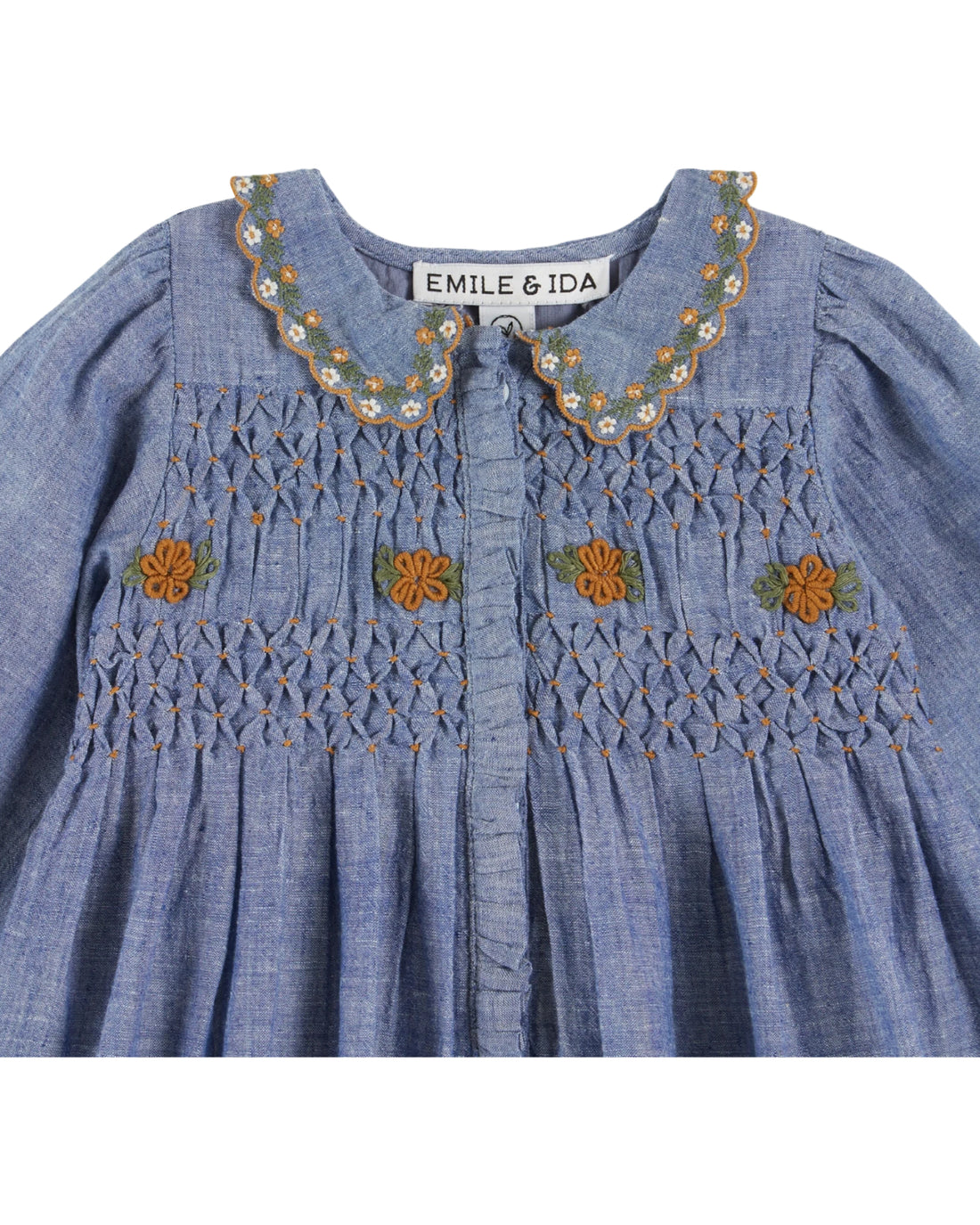 Smocked Jurk - Chambray Blauw