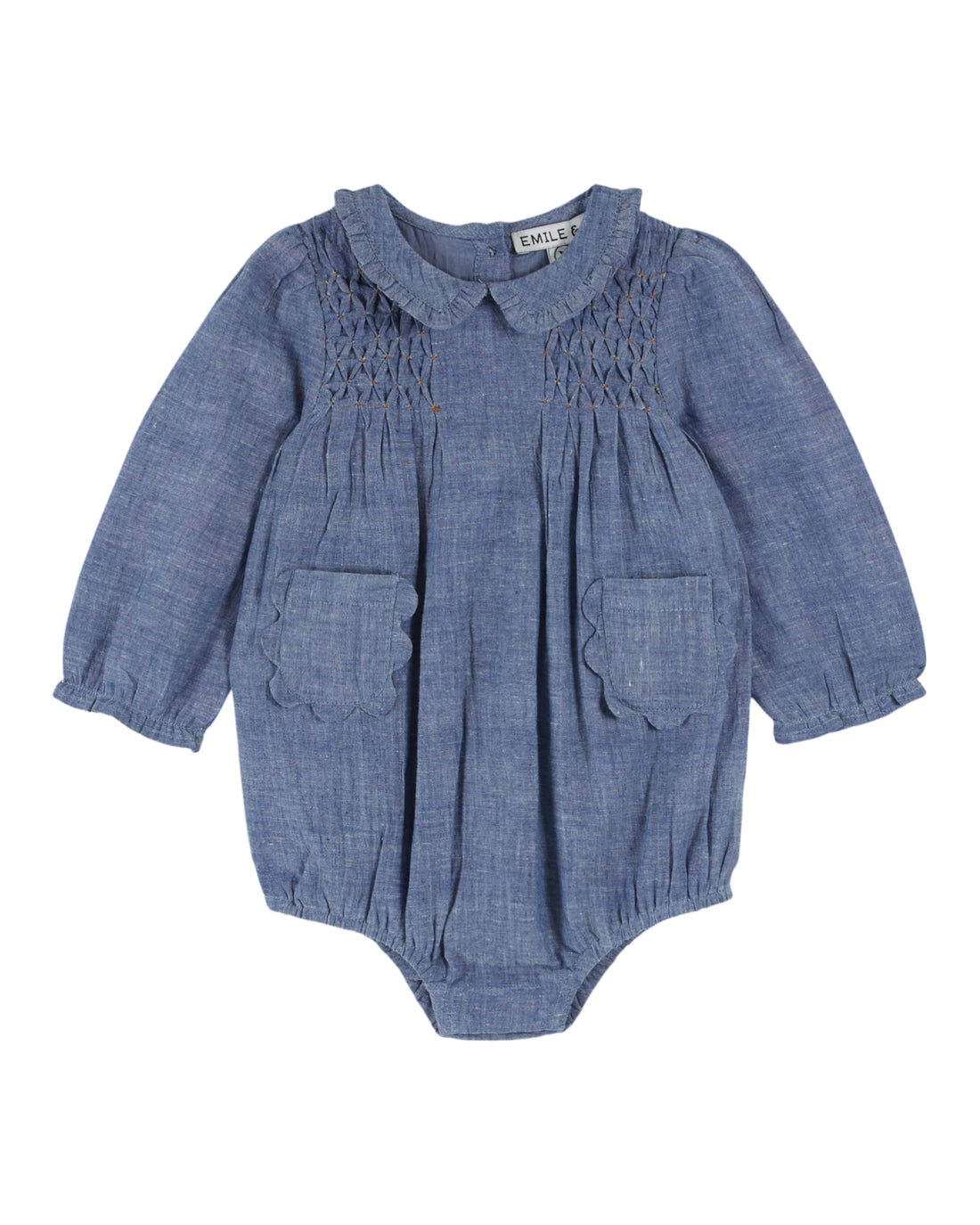 Chambray Smocked Baby Romper - Chambray