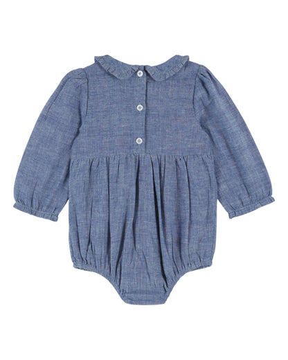 Chambray Smocked Baby Romper - Chambray