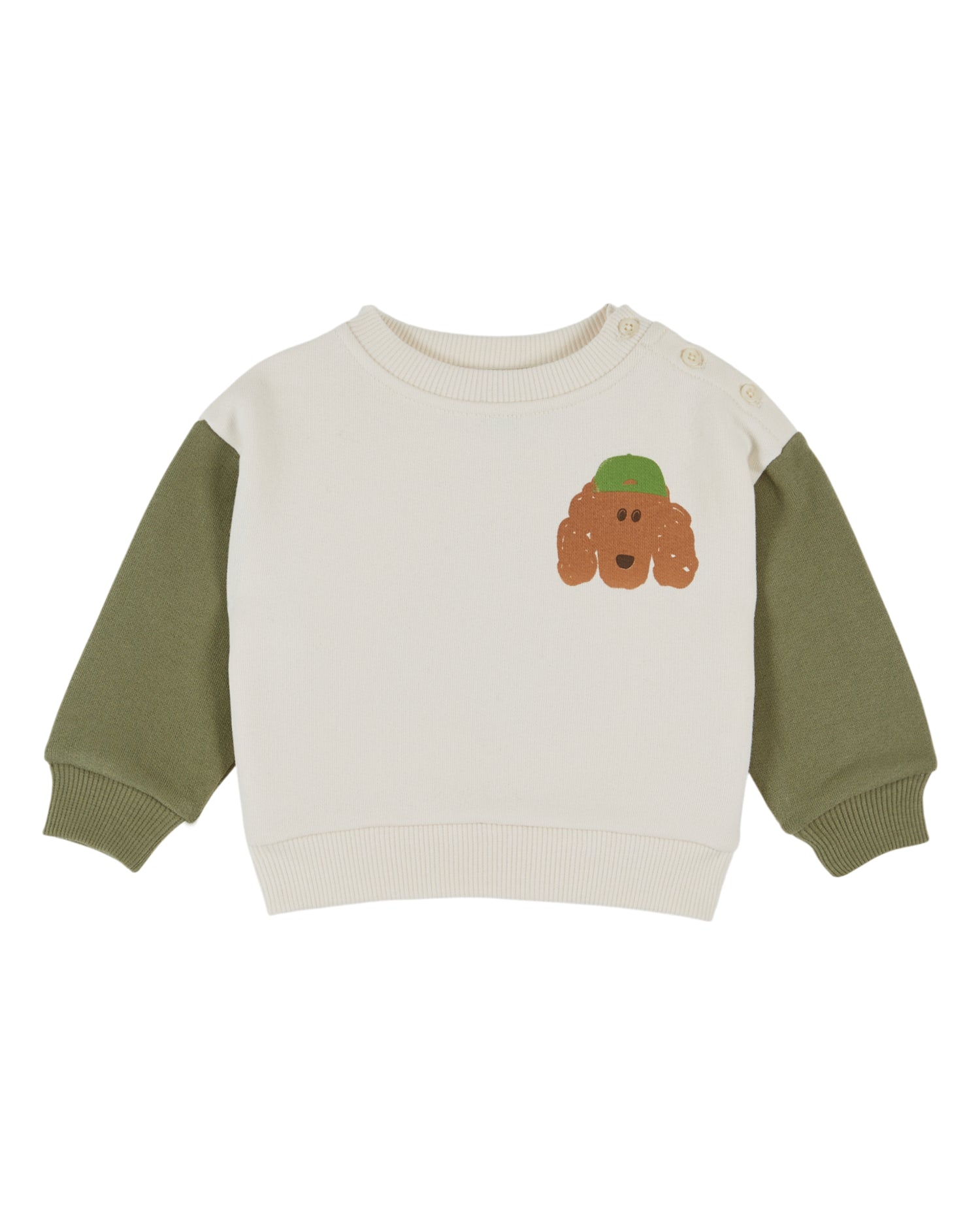 Two-Coloured Sweatshirt - Ecru Pistache