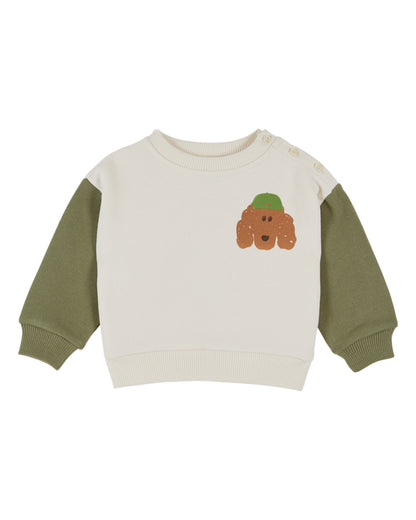 Two-Coloured Sweatshirt - Ecru Pistache