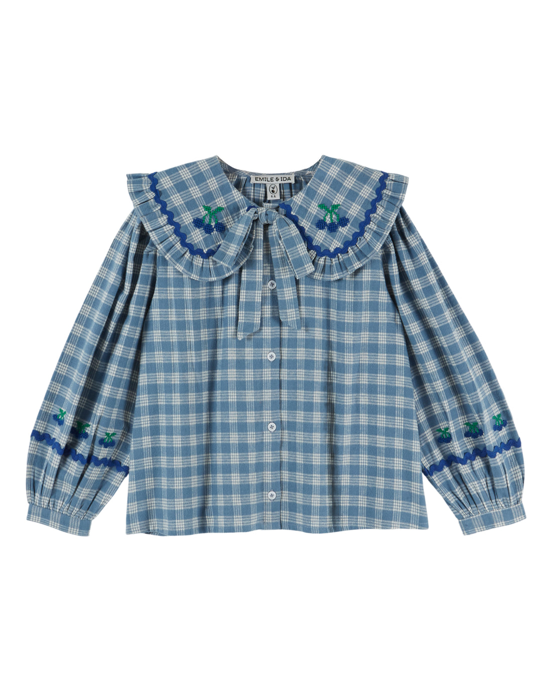 Checked Large Collar Blouse - Carreaux Celestine