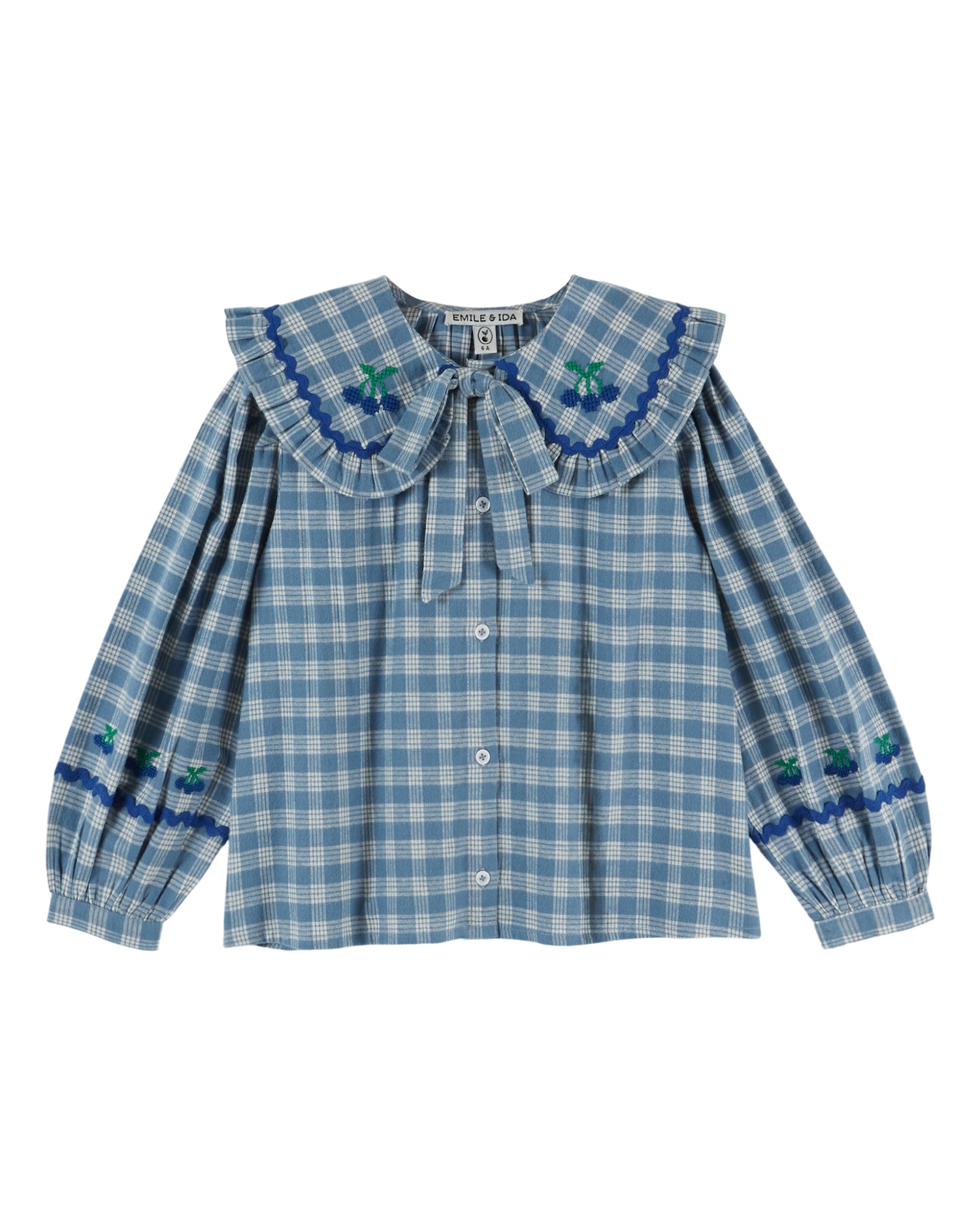 Checked Large Collar Blouse - Carreaux Celestine