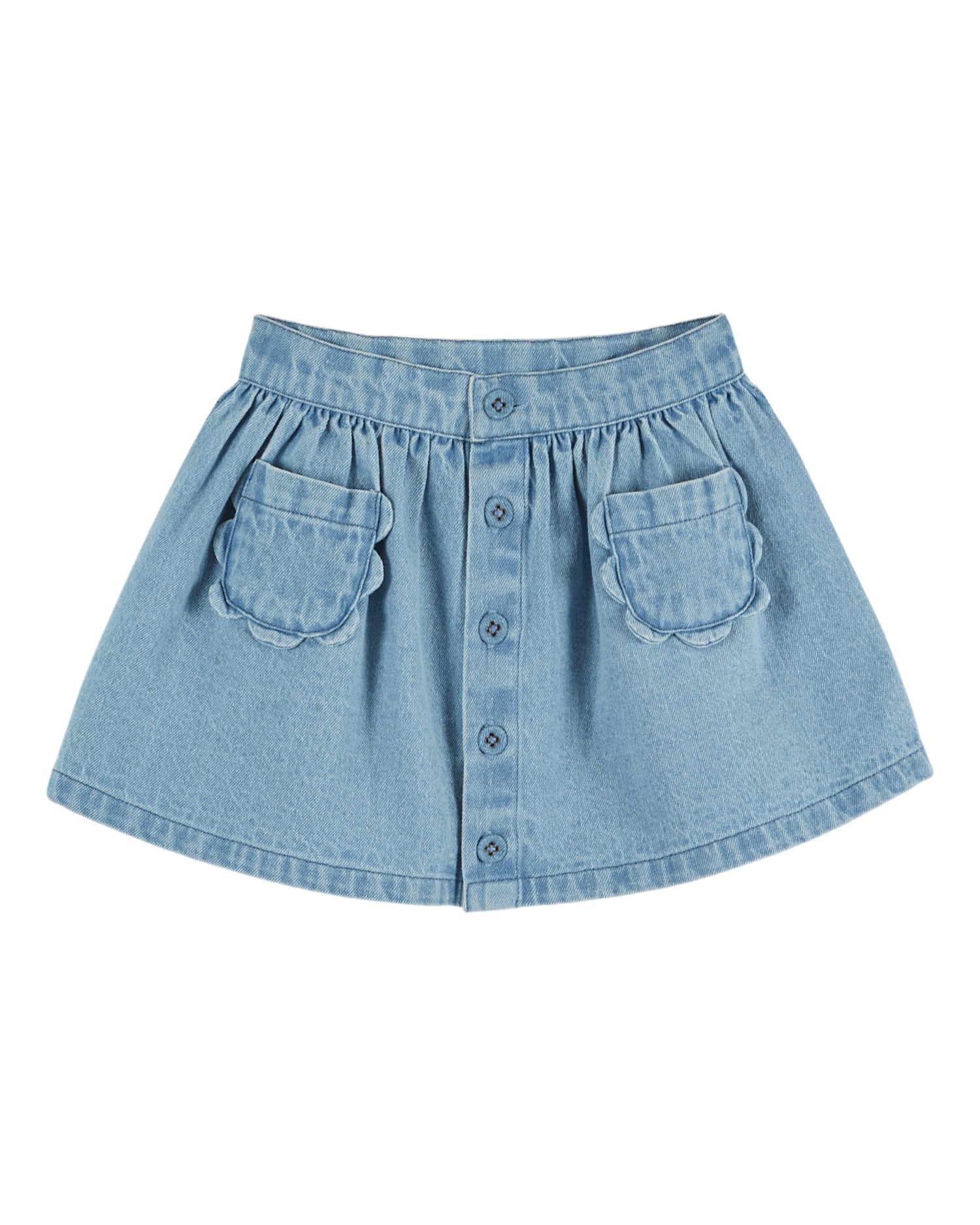 Denim Flower Pocket Skirt - Bleu Delave
