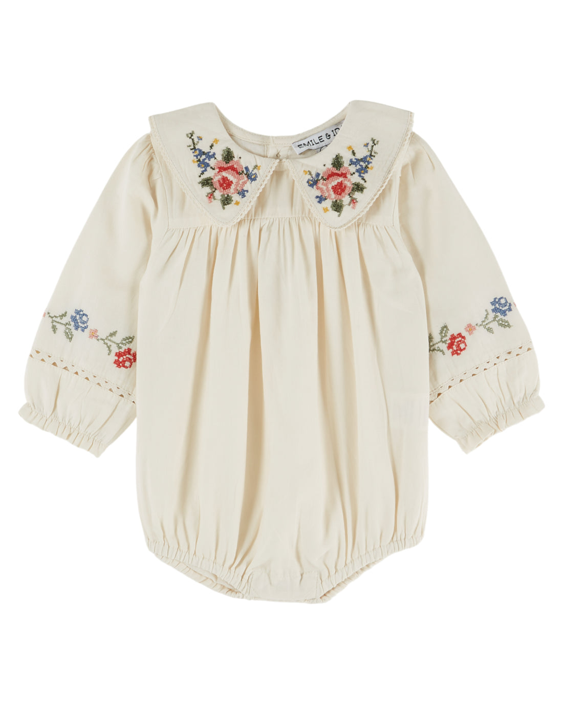 Cross Stitch Romper - Ecru