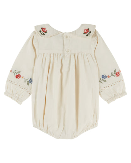 Cross Stitch Romper - Ecru