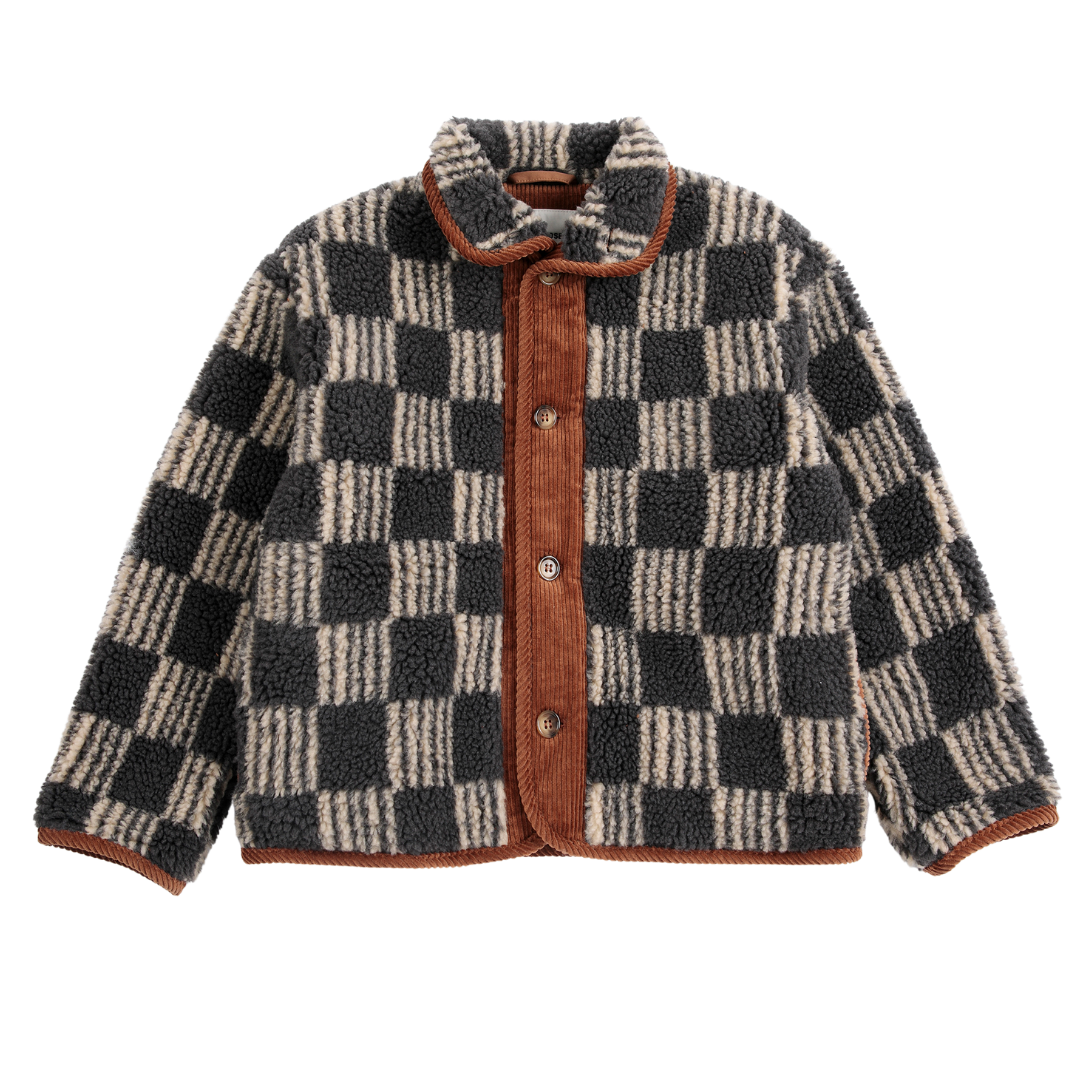 Almost Moire All Over Sheepskin Jacket - Dark Grey