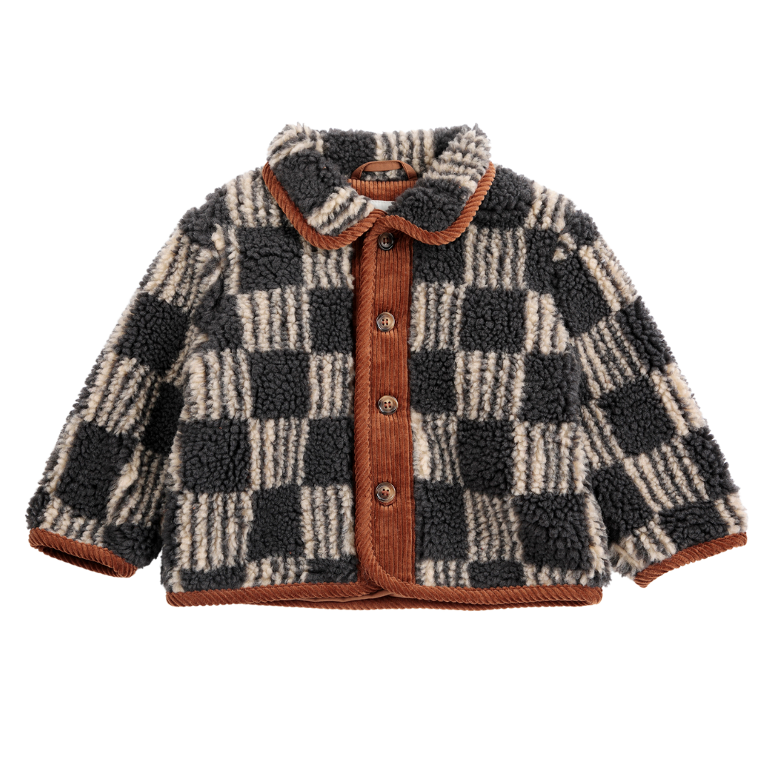 Almost Moire All Over Sheepskin Jacket - Dark Grey