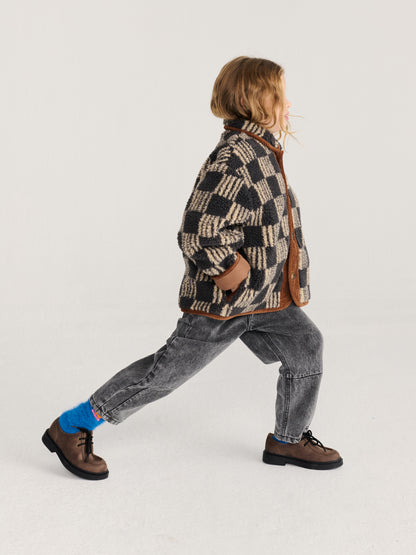 Almost Moire All Over Sheepskin Jacket - Dark Grey