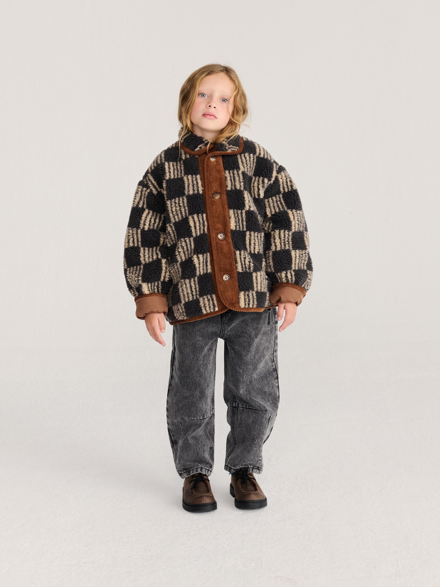 Almost Moire All Over Sheepskin Jacket - Dark Grey