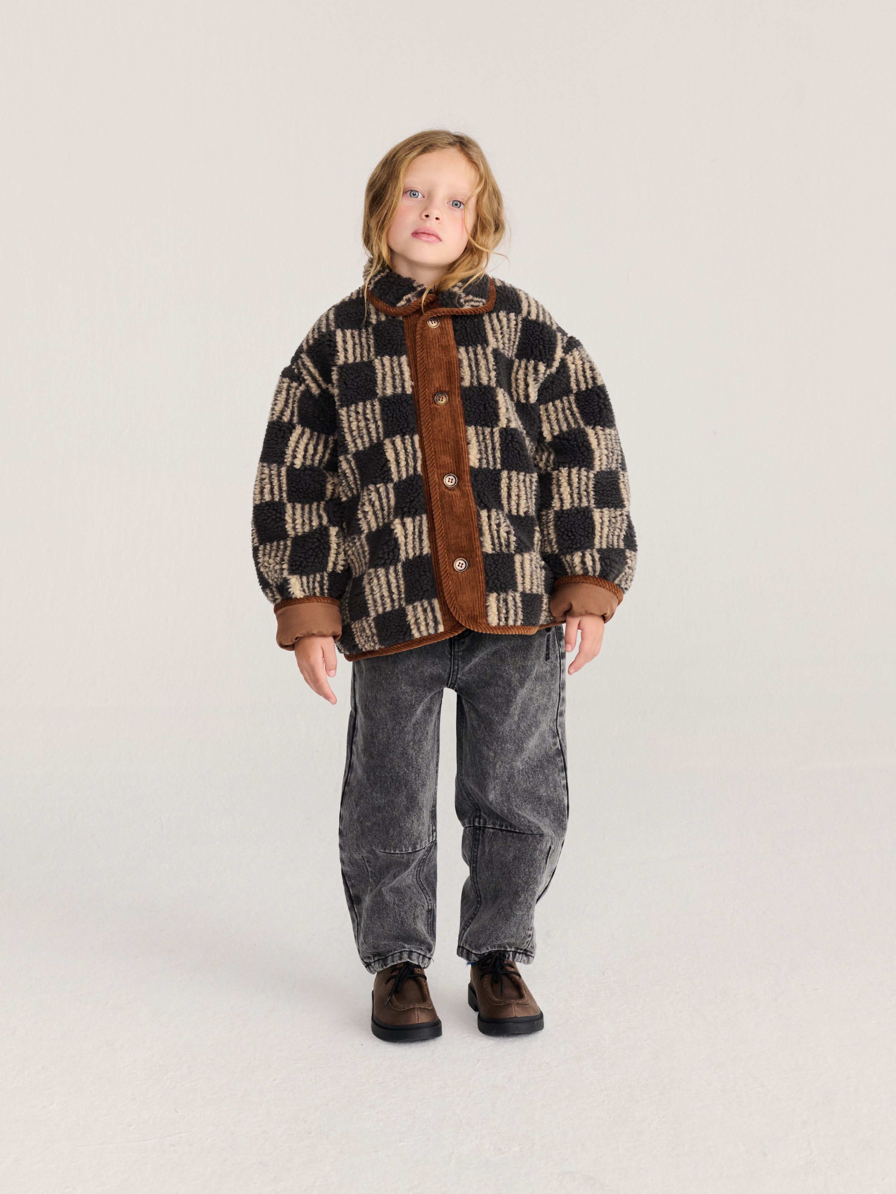 Almost Moire All Over Sheepskin Jacket - Dark Grey