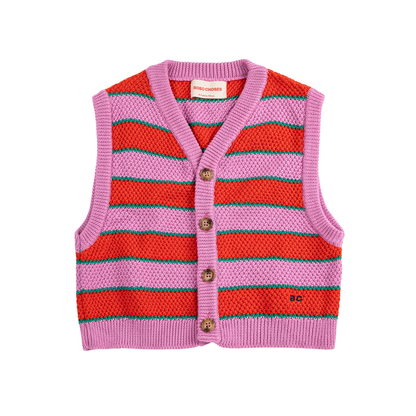 BC Striped knitted vest - Roze