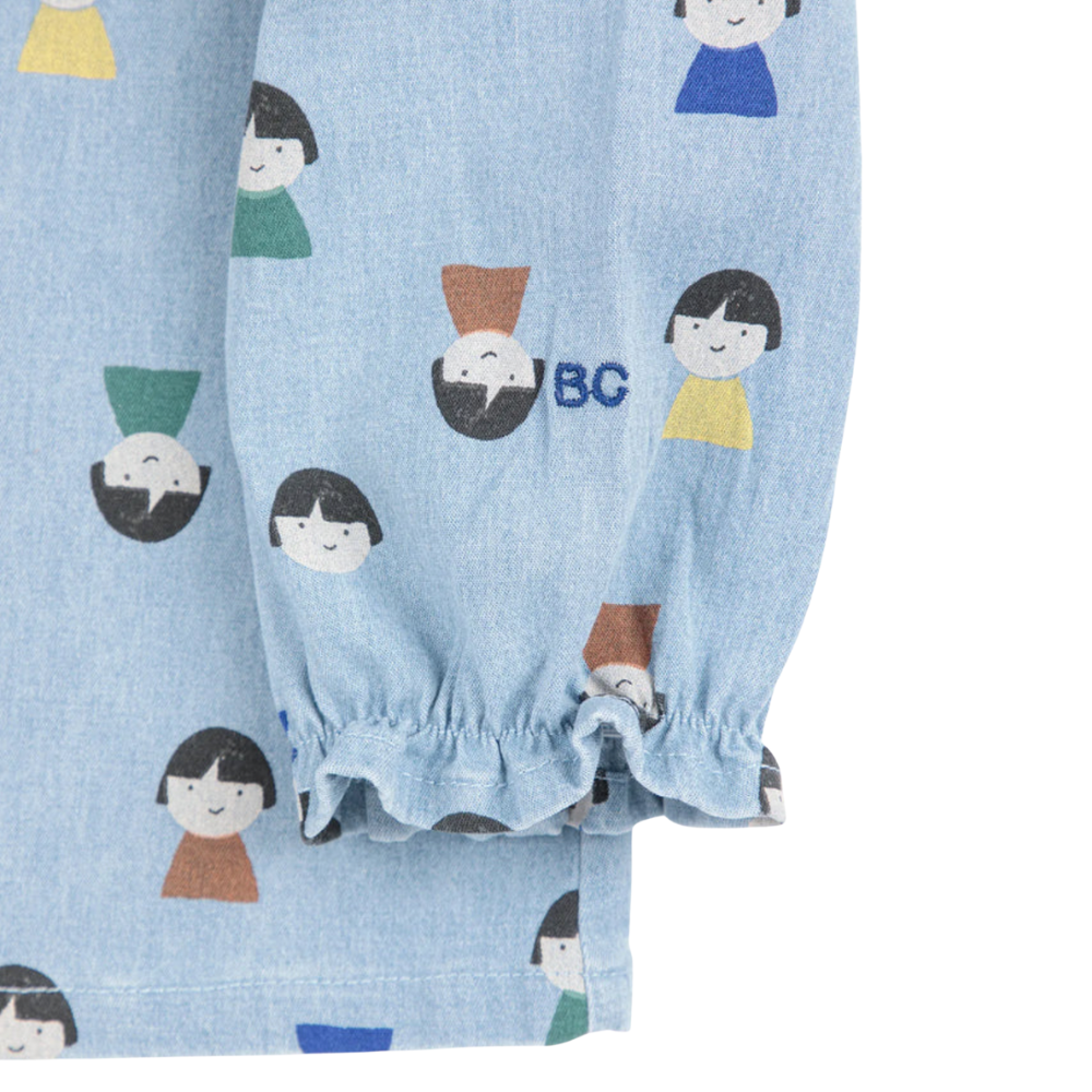 Game Pawns all over Blouse - licht Blauw denim