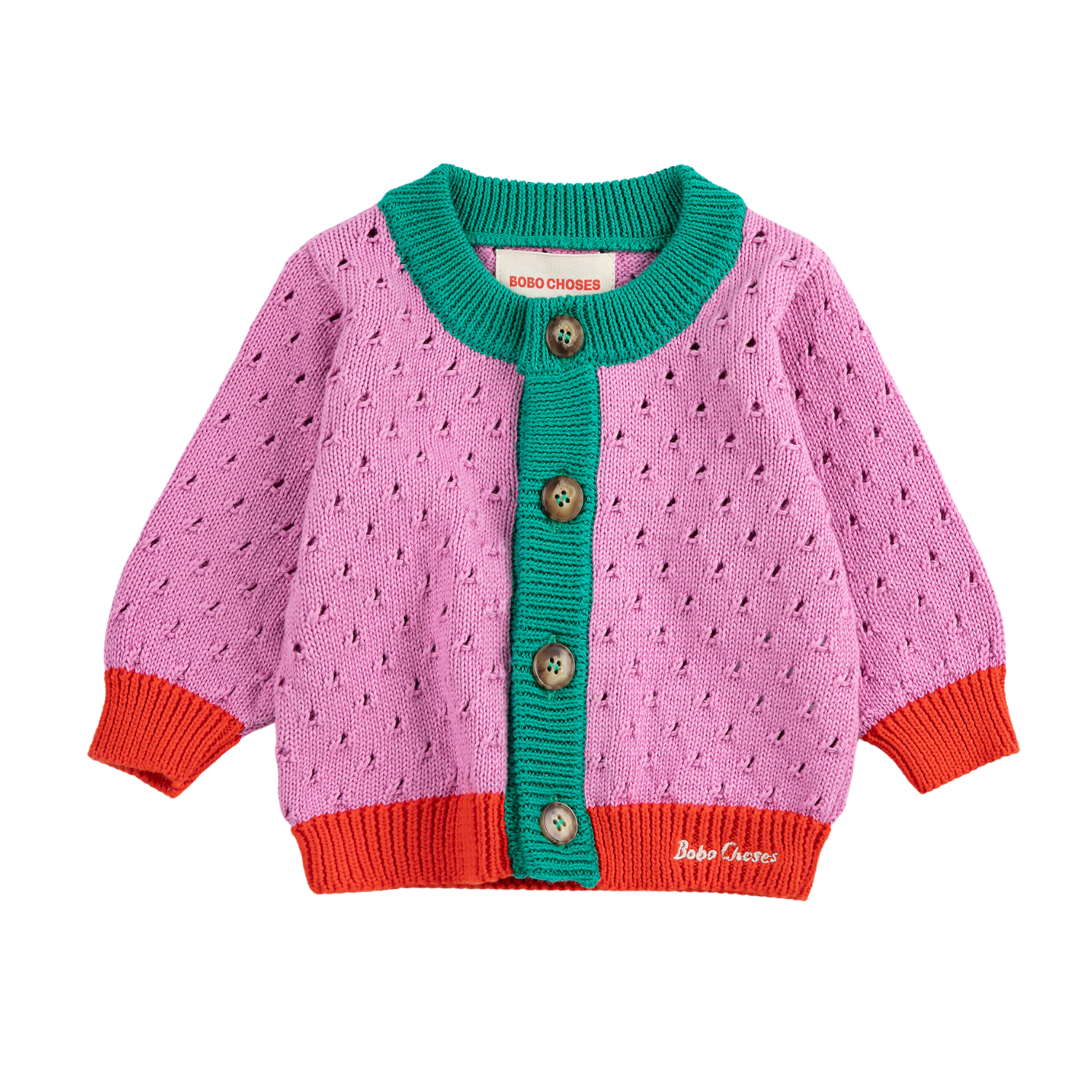 Color Block open work cardigan