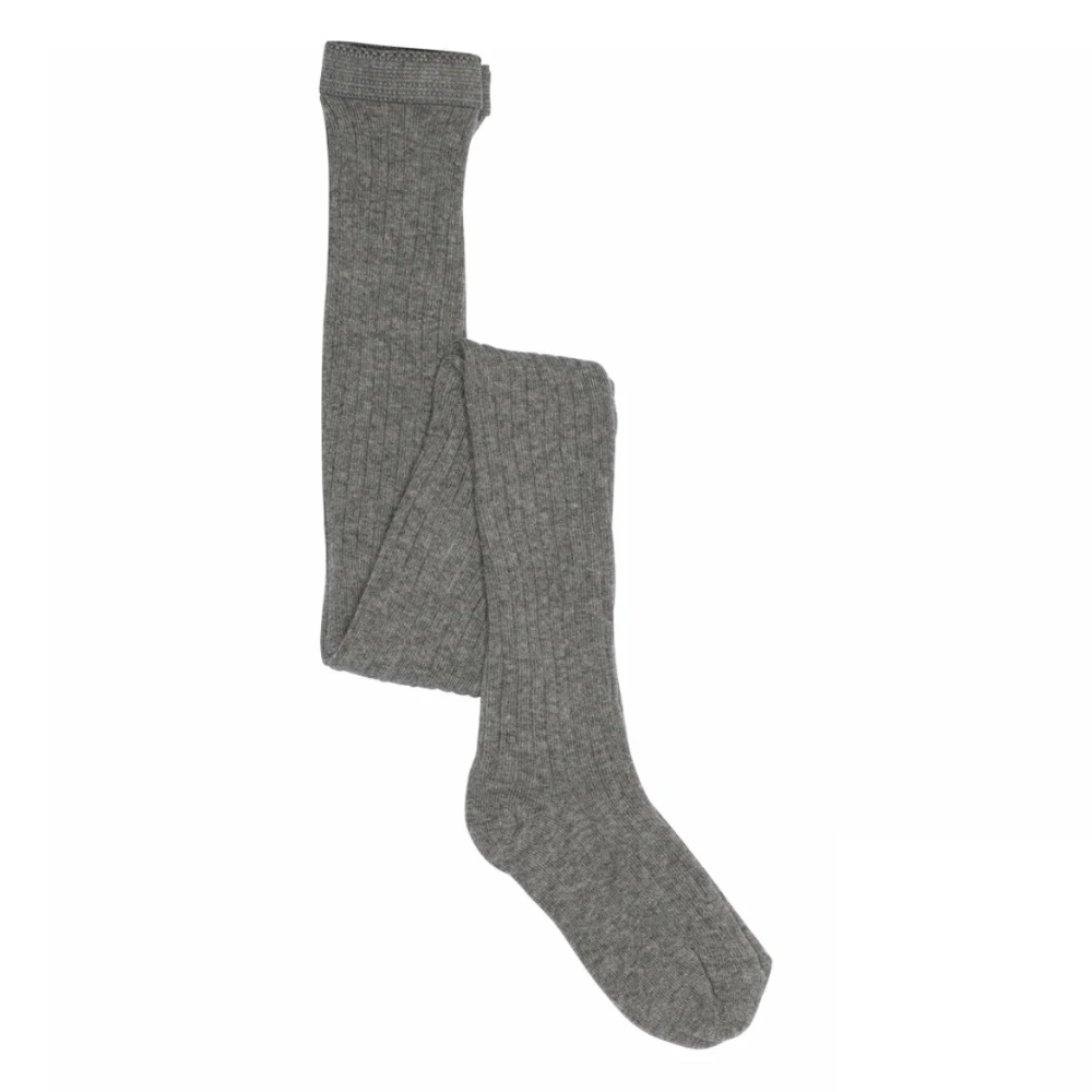 Cotton Rib Tights - Grey Melange