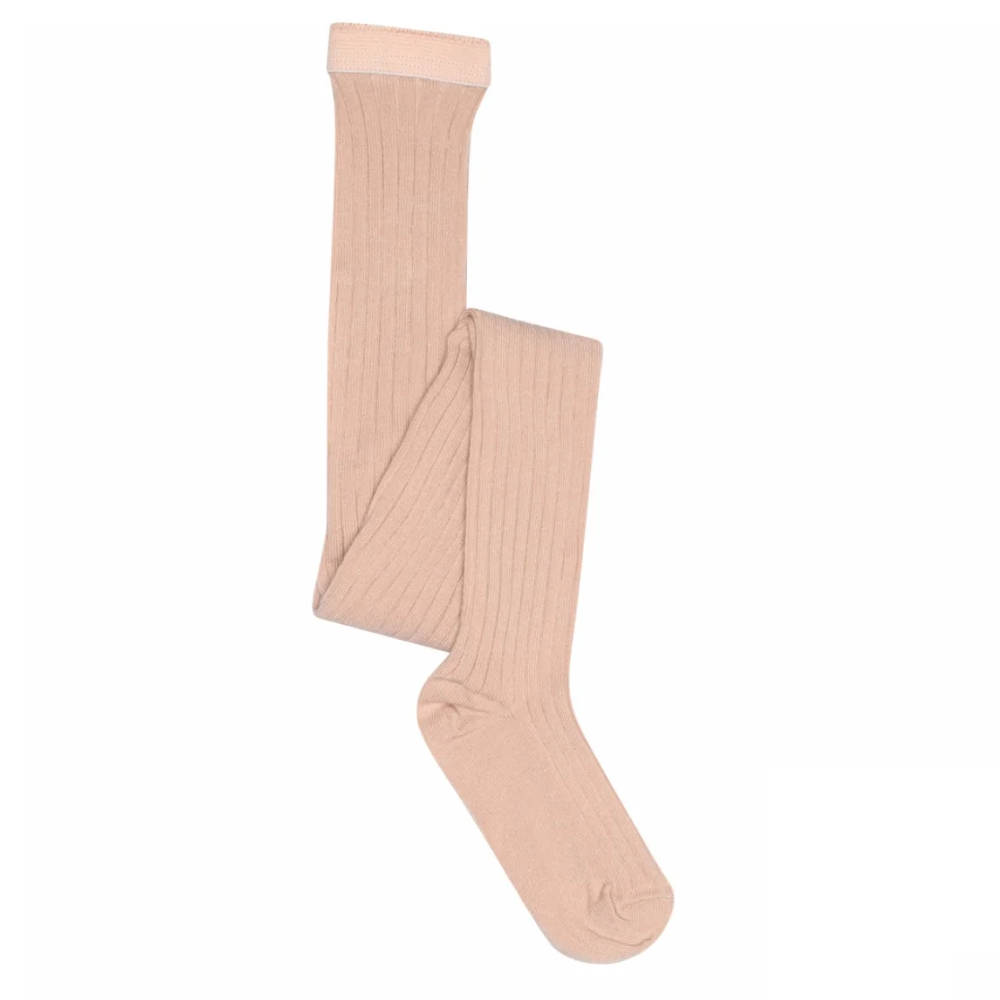 Cotton Rib Tights - Rose Dust