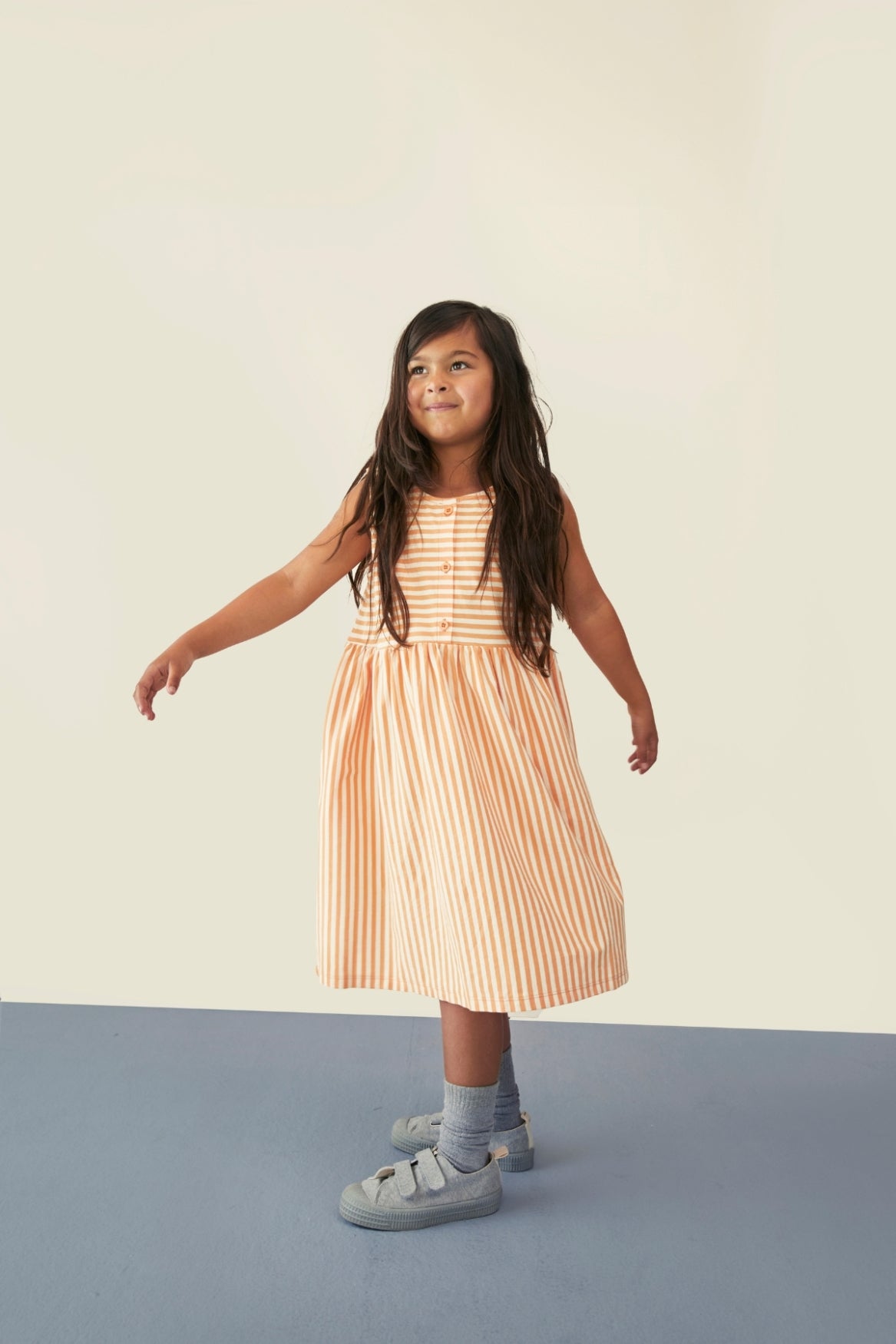 Sleeveless Dress Gots - Melon - Cream