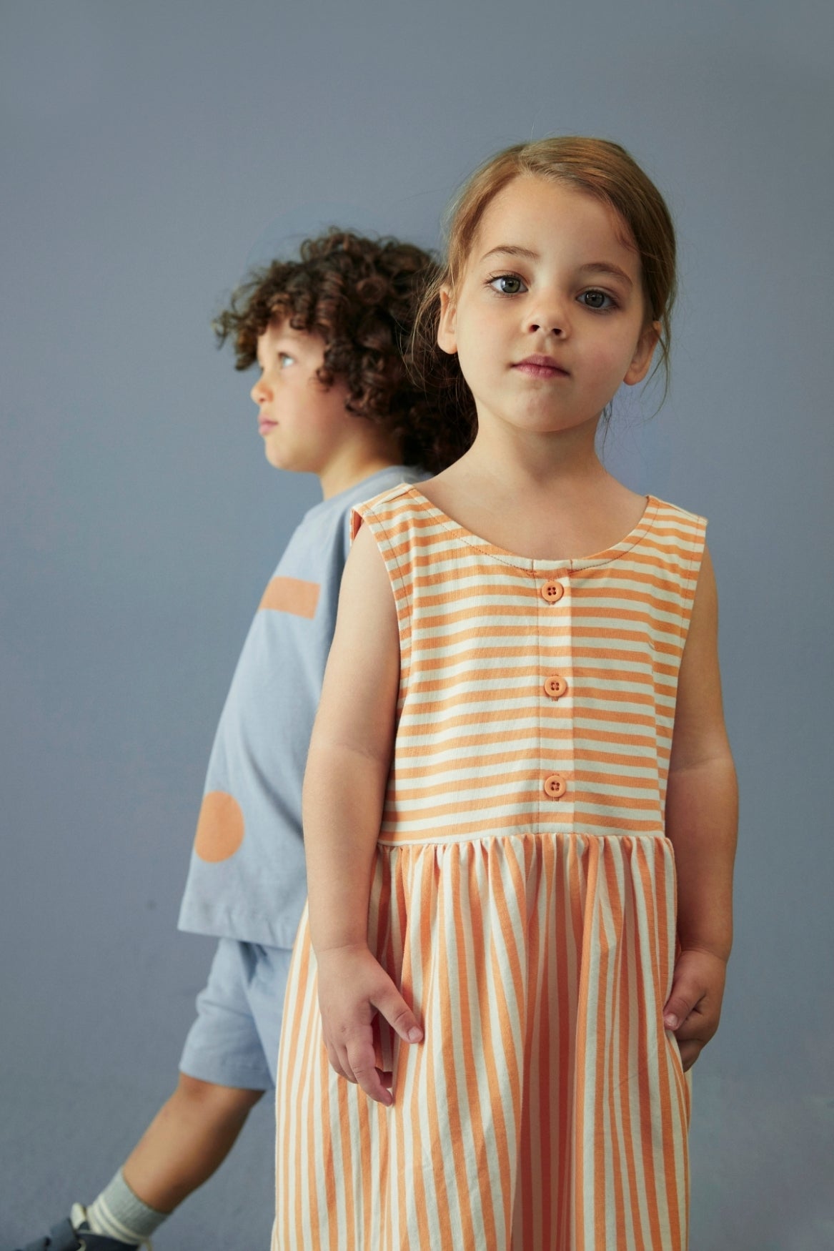 Sleeveless Dress Gots - Melon - Cream