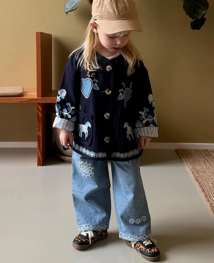 Maggie MINI Jacket - Navy Horses