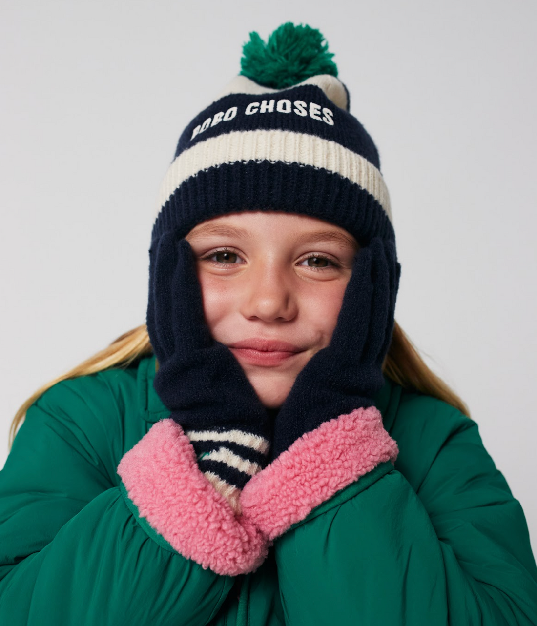 Bobo Choses Gestreepte Muts - Blauw/Ecru