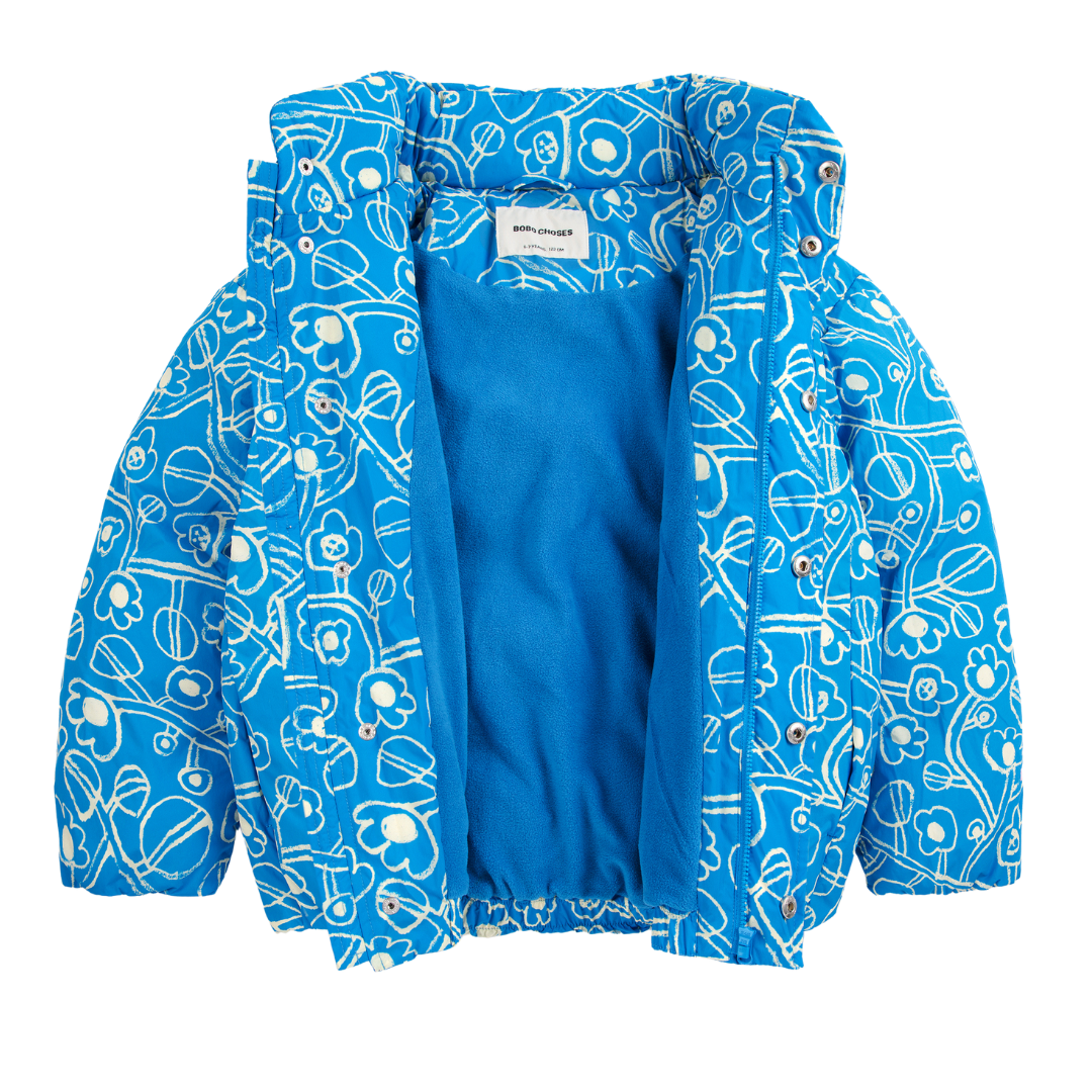 Sketchy Flowers All Over Anorak - Blue
