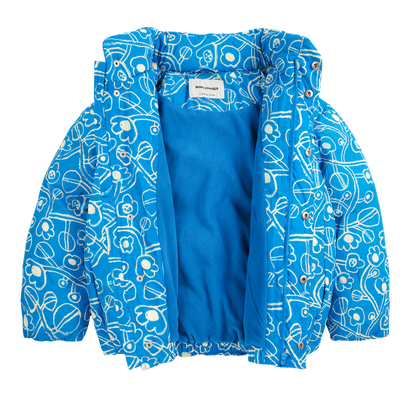 Sketchy Flowers All Over Anorak - Blue