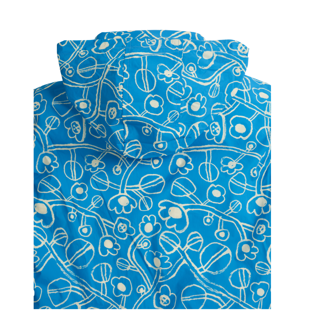 Sketchy Flowers All Over Anorak - Blue