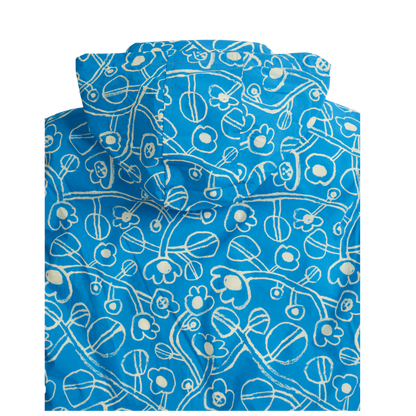 Sketchy Flowers All Over Anorak - Blue