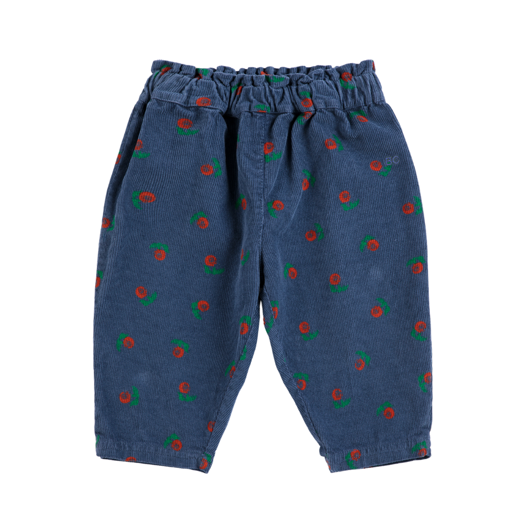 Stamp Bloom All Over Corduroy Pants - Navy Blue