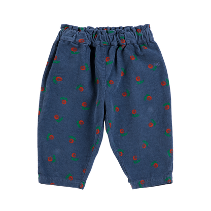 Stamp Bloom All Over Corduroy Pants - Navy Blue