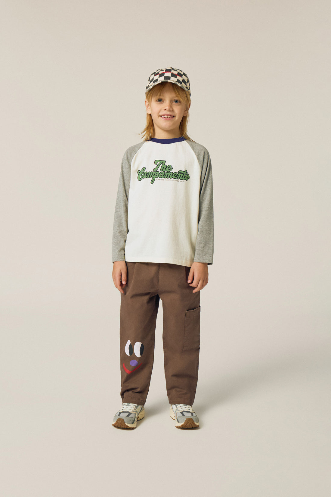 The Campamento Color Block Grey Tshirt - Ecru