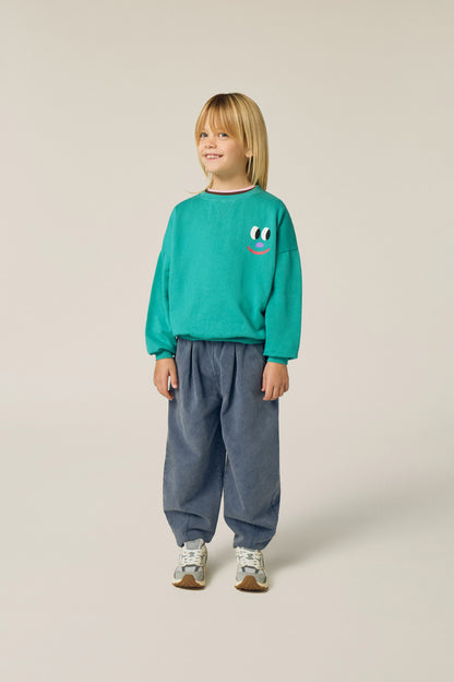 Smiling Face Green Sweatshirt - Green